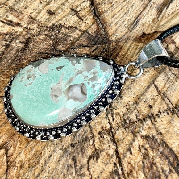 Teal Green Variscite- Utahlite Pendant 2" - Picture 9 of 11